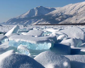 Deep Baikal Lake Ice Winter Rocks